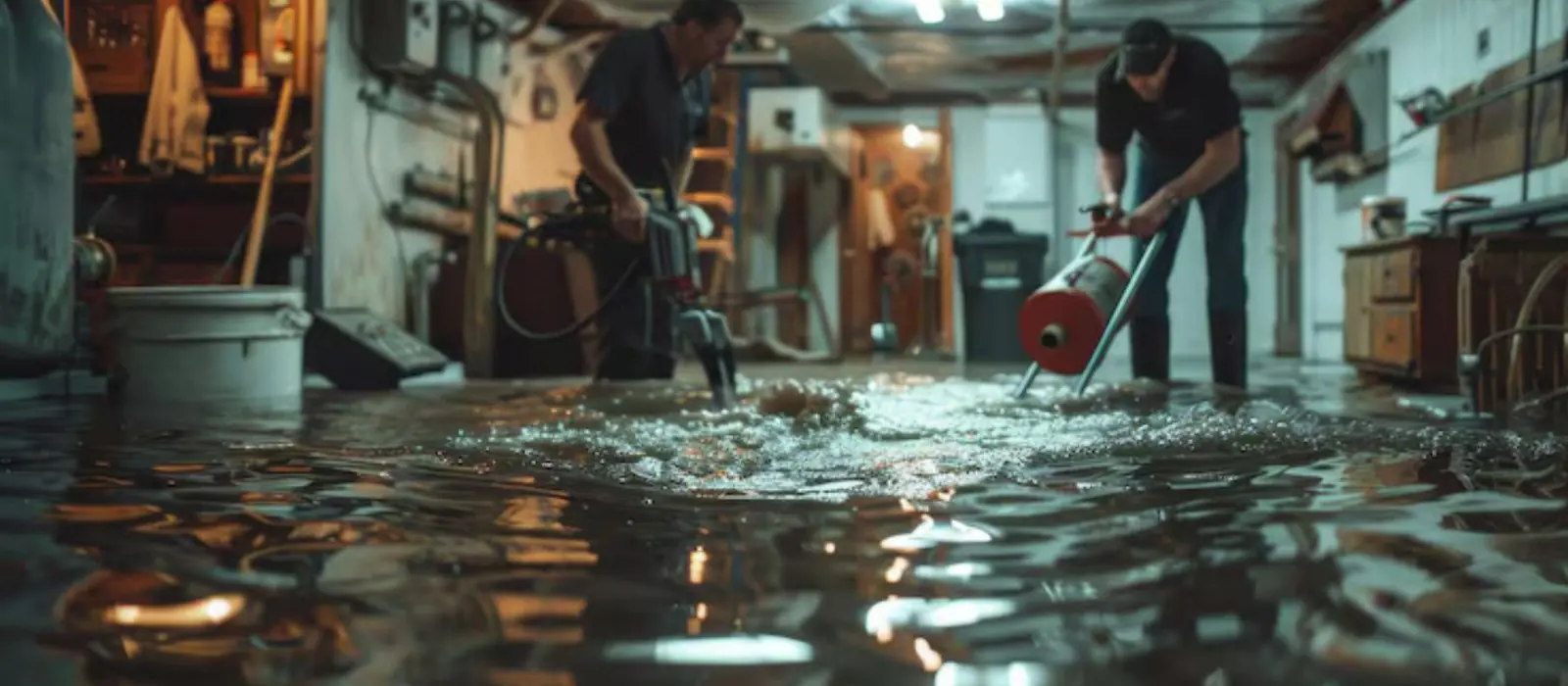 Extraction unit removing standing water from a floor in South Gate, CA