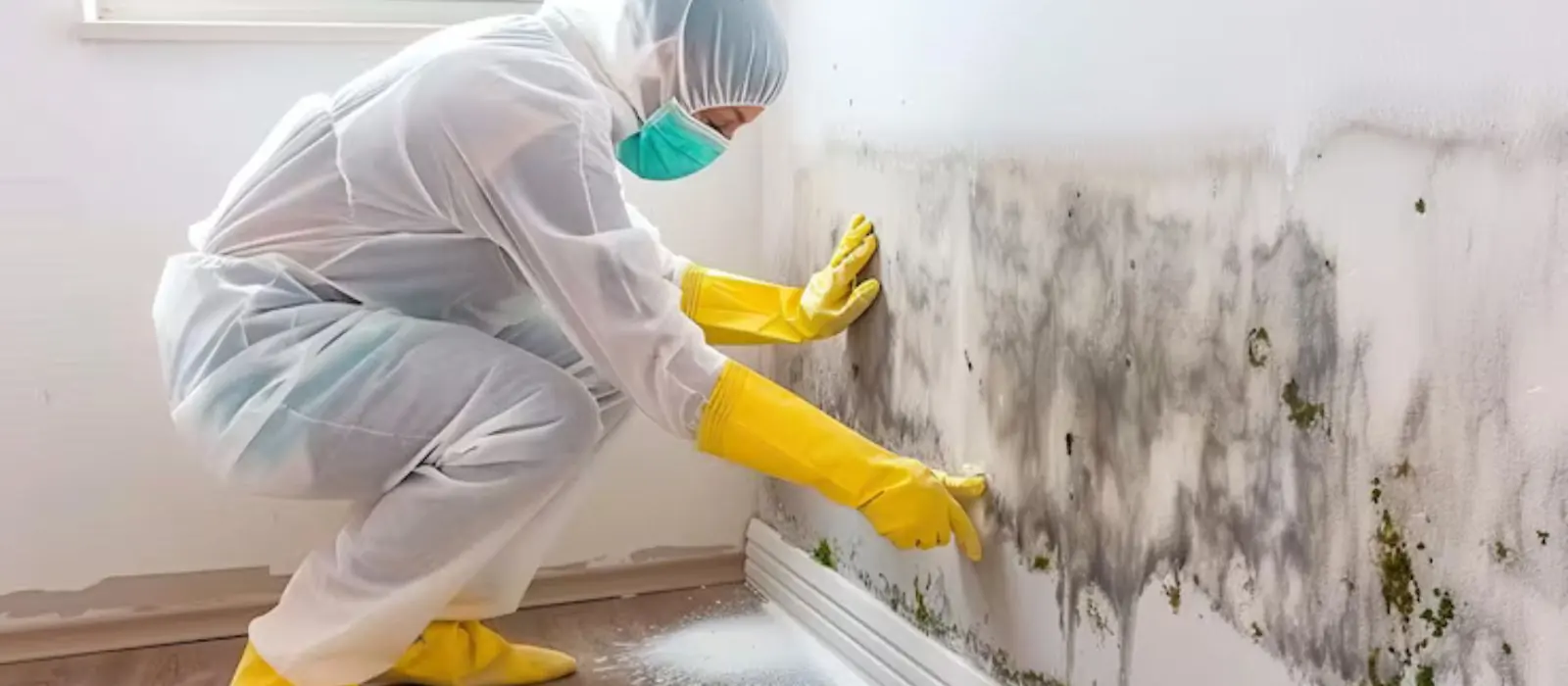 Containment barrier set up for mold remediation in a South Gate, CA home